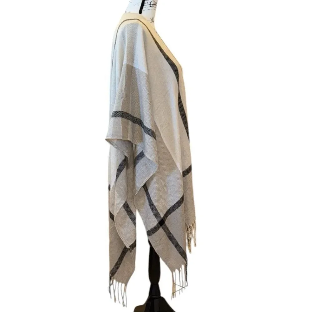 three dots Miranda Plaid Cashmere Blend Wrap OS NWT